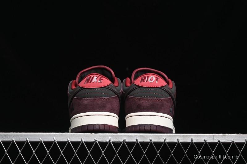 Nike SB Dunk Low Bordeaux Red Skate Shoes Collaboration with Riot Skateshop - FZ1289-200